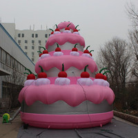 Gâteau gonflable couleur cerise, pour fête d'anniversaire, rose, 1 pièce
