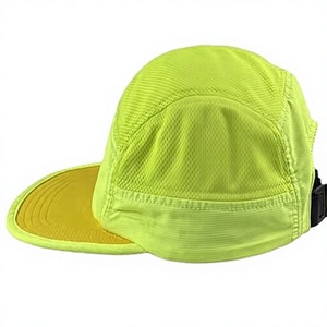 Yellow 5-Panel Baseball Cap Unisex Solid Color Mesh Fabric Adjustable <b>Magic</b> Sticker Closure Casual Outdoor Spring Summer Wear - Product Image 1