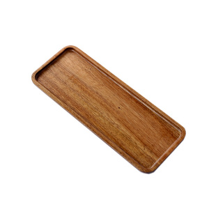 Juego de bandejas de servir de madera de acacia, rectangulares y ovaladas, de madera maciza, para hornear, sushi, condimentos, cocina y comedor. - Product Image 5
