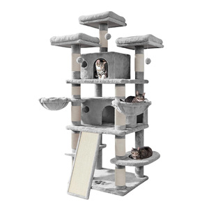 Nouvel arbre à <span class=keywords><strong>chat</strong></span> de luxe moderne multi-niveaux en peluche avec emballage en carton et griffoirs - Product Image 6