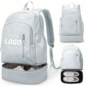 Sac à dos de sport personnalisé pour femmes et hommes, léger, en polyester, avec compartiment à chaussures, compartiment pour ordinateur, imperméable, pour la remise en forme - Product Image 1