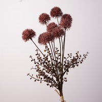 Boules d'allium artificielles à 3 tiges, couleur soleil d'automne, pour la décoration florale de table de mariage et de la maison
