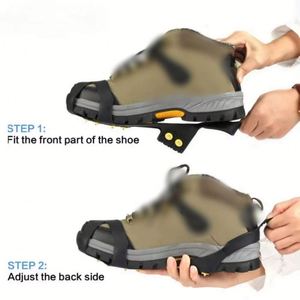 Crampons à glace antidérapants en caoutchouc et acier inoxydable à 5/8/10 dents, pointes de traction pour la randonnée, la marche sur neige et les sports d'hiver - Product Image 6