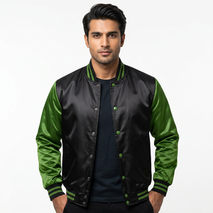 Satin Jacket Greek Gear with Front Button Custom Wholesale Bomber Letters College Jacket Satin Varsity Jacket <b>Men</b> - Product Image 1
