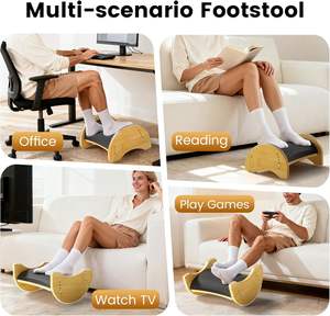 Reposapiés Ergonómico de Bambú Meetu para Debajo del Escritorio, Ajustable, con Cojín, 6 Niveles de Altura, Modelo MT260121G - Product Image 6