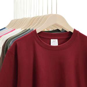 Été 220 grammes T-shirt à manches courtes en coton épais pour hommes, col rond, couleur unie, chemise ample T Shirt unisexe t Shirts - Product Image 3