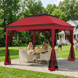 Gazebo Metálico para Jardín, Carpa de Fiesta con Cortina de Red, Gazebo de Dos Niveles con Techo Blando Premium, Cenadores, Pérgolas - Product Image 4