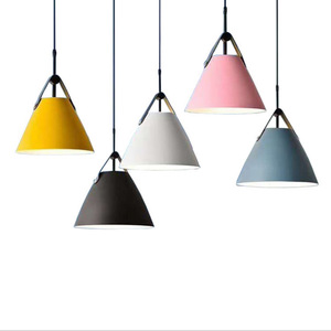 واحد E27 الملونة الحديثة الثريا شنقا مصباح مصباح إضاءة مُعلق حديث قلادة برميل الثريا معكرون قلادة ضوء - Product Image 1