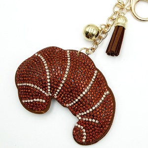 Crystal Rhinestone Diamond studded Croissant Keychain Creative Bag Pendant Keychain <b>Key</b> <b>Ring</b> - Product Image 4