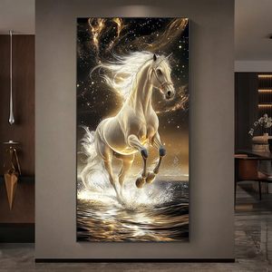 3D Wholesale Modern Fashion Golden <strong>Horse</strong> Design Animal Living Room Home Office Digital Print Paper <strong>Horse</strong> Crystal Decor <strong>Painting</strong> - Product Image 2