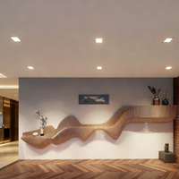 WD046 Décoration murale écologique en bois naturel, grand format, style Art Déco, faite à la main, durable, forme ondulée, pour salon ou bureau