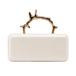 Sac de soirée élégant pour femme en PU brillant avec poignée supérieure en forme de branche dorée, pochette unique avec poignée en brindille dorée pour événements formels - Product Image 2