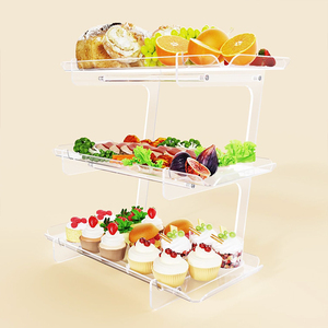 Vente en gros en usine Présentoir de table à dessert à 3 niveaux Présentoir en acrylique pliable pour les aliments - Product Image 2