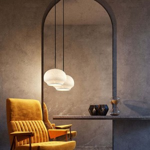 Modern Stone Pendant <b>Light</b> Round E27 <b>LED</b> White Nordic Minimalist Chandelier For Restaurant Bar Bedroom - Product Image 3
