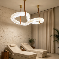 Lustre en tube de marbre courbé, luminaire suspendu décoratif en marbre pour salle à manger, balcon, couloir, escalier