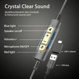 Headset Monaural ringan, dengan USB mikrofon penghilang kebisingan desain khusus untuk Headset pusat panggilan dengan mikrofon