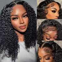 Perruque Bob Lace Front HD Transparente 13x4, Cheveux Humains Bouclés Profonds, Haute Densité, 8-16 pouces pour Femmes