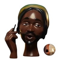 Statuette Artisanale en Résine Fille Noire Fumant un Encens, Décoration Créative pour la Maison, Style Européen, Sculpture Décorative Douce