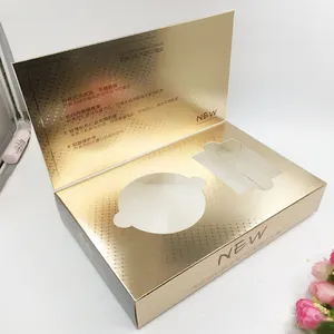 定制闪亮金色纸板包装平板折叠化妆纸包装礼品盒，用于护肤/化妆产品