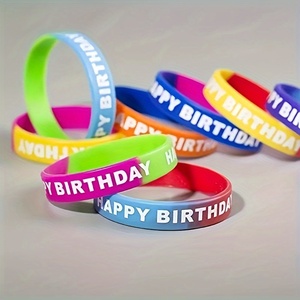 Feliz Aniversário Pulseiras De Borracha Colorido Stretch Wrist <span class=keywords><strong>bands</strong></span> silicone pulseira logotipo personalizado para crianças adultas Birthday Party - Product Image 5