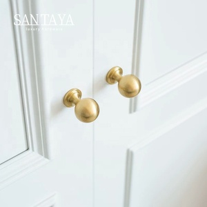 Gagang Kabinet Dapur Santaya Solid Brushed Brass, Kenop Laci Lemari Kamar Tidur, Gagang Furnitur - Product Image 5