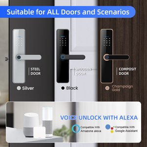 Serrure de porte intelligente Locstar avec empreinte digitale, Wi-Fi, numérique, électronique, Tuya, Ttlock, poignée électrique, clés de sécurité pour porte <span class=keywords><strong>double</strong></span> - Product Image 3