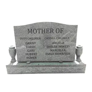 Gravestone with Vases Laser Etched Headstone American Gray Tombstone