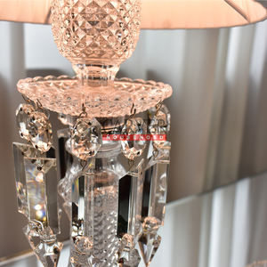 High Quality High Crystal Table Lamp 24Pa <strong>Glass</strong> Body Crystal Light with Fabric <strong>Lampshade</strong> for Bed Rooms - Product Image 6