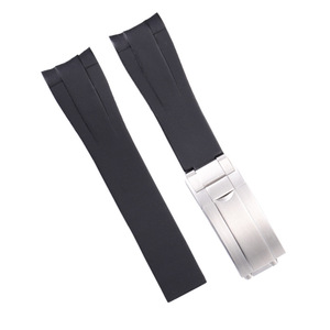 Venta caliente de lujo 20mm impermeable extremo curvo silicona correa de reloj de <span class=keywords><strong>acero</strong></span> inoxidable para cierre de despliegue de correa de reloj - Product Image 5