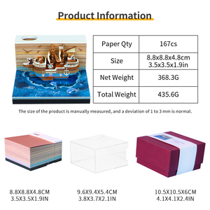 Bloc de notas 3D de Barco Pirata, papel creativo artesanal, hojas de calendario precortadas, Bloc de notas adhesivas para regalo de papelería náutica - Product Image 6