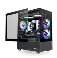 Black Mid Tower Gamer Computer MATX PC Cabinet Case Tempered Glass Side Panel Popular Computer Casing