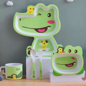 Ensemble Cadeau <span class=keywords><strong>Assiette</strong></span> de Nourriture pour Bébé <span class=keywords><strong>Dinosaure</strong></span> Cartoon Ensemble de Vaisselle pour Enfants (5 Pcs/Set) <span class=keywords><strong>Plastique</strong></span> Qualité Alimentaire - Product Image 3