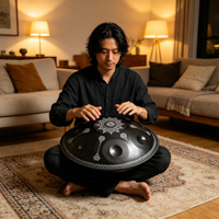 Tambour Handpan Mandala Professionnel pour Débutants et Musiciens, 22 pouces, 12 notes, en acier inoxydable, fabriqué à la main, logo personnalisé de haute qualité