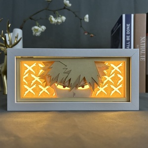 Attack on Titan One Pieces Luffy papel cortado con láser marco de madera de Anime para decoración de habitación caja de luz de animación lámpara de luz de noche Led - Product Image 6