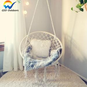 GSDกลางแจ้งแขวนผ้าฝ้ายเชือก Macrame เปลญวนเลานจ์เก้าอี้แกว่งในร่มแขวนสันทนาการแกว่งเก้าอี้เปลญวน - Product Image 6