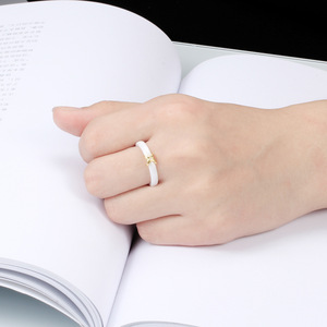 Black And White Ceramic X Shape <b>Ring</b> 22mm Women's Diamond Accent <b>Couple</b> Jewelry Gift - Product Image 4