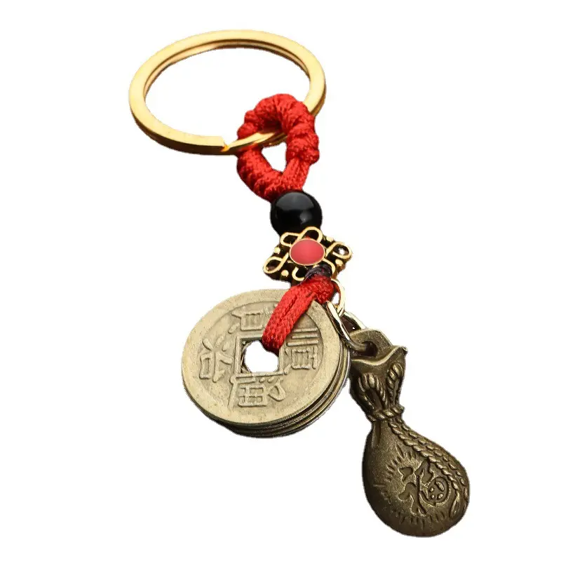 AA00092 Chinese Fortune Traditional Keychains Feng Shui Coins keychain pendants Purse ornaments Good Luck key chain
