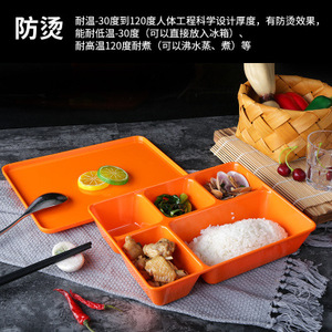 A5 Imitation Porcelain <b>Melamine</b> Creative Multi-Compartment Dinner <b>Plate</b>, Canteen Fast Food <b>Plate</b>, Rectangular Plastic School - Product Image 3