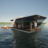 Maison flottante de luxe, yacht, hôtel préfabriqué en conteneur, maison sur l'eau, maison flottante préfabriquée solaire