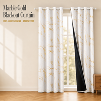 Rideaux occultants prêts à poser en marbre avec impression feuille d'or pour salon, chambre, hôtel – Rideaux à œillets de luxe isolants thermiquement