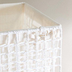 Wicker Laundry <b>Basket</b> Paper Rope Rectangle <b>Large</b> Capacity Clothing Organizer For Laundry Room - Product Image 4