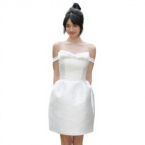 <span class=keywords><strong>Robe</strong></span> de mariée courte blanche style français, coupe mini, avec nœud illusion et jupe bouffante, collection Note of Love - Product Image 1