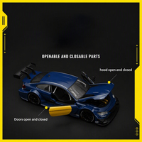 Modèle de voiture de course en alliage moulé sous pression à l'échelle 1/24 avec effets sonores et lumineux, fonction de recul et portes ouvrables, jouet de collection pour cadeau