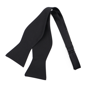 Nœud Papillon Réglable OEM Couleur Unie Noir en Soie pour Hommes, Idéal pour Cérémonies Funéraires - Fabrication Directe Usine - Product Image 2
