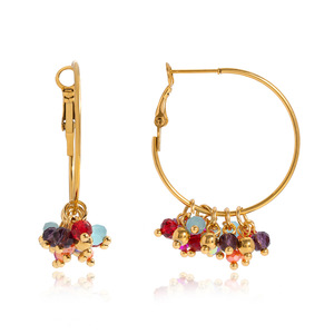 Stainless Steel Drop <b>Earrings</b> With Colored Glass Beads <b>Tassel</b> Design For Fashion Jewelry - Product Image 5