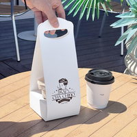 Support de tasses à café jetable en carton blanc écologique et recyclable, plateau portable pour 2/4 tasses