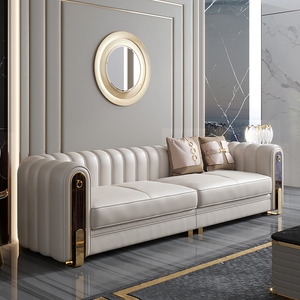 Wohnlandschaft aus Echtleder im italienischen Stil, modernes Luxus-Sofa-Set für das Wohnzimmer - Product Image 2