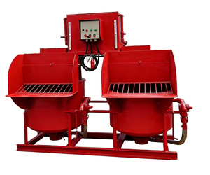 Dual-cylinder concrete mixer, 9.2 kW cement <b>mixing</b> drum, <b>equipped</b> with automatic filtration and three-way discharge functions - Product Image 1