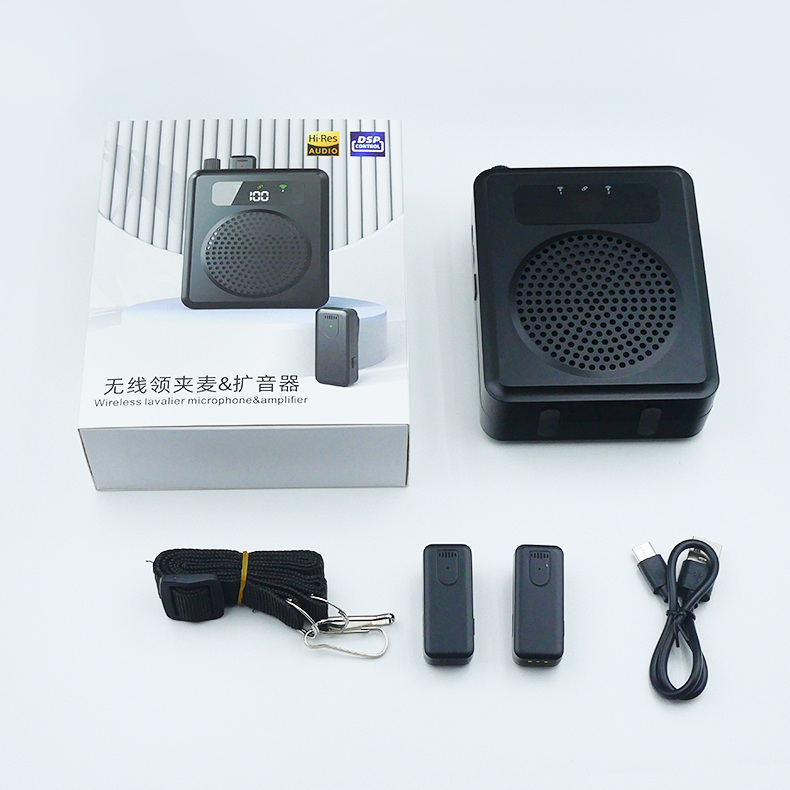Dual Wireless Lavalier Microphone <strong>Speaker</strong> <strong>Factory</strong> Loud Tour <strong>Guide</strong> Voice Amplifier for Teachers Plastic Cabinet Aux Battery