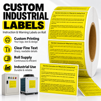 Étiquettes d'avertissement industrielles personnalisées, jaunes, en PET, autocollantes, en rouleau, pour machines, avec impression de texte clair et précis
